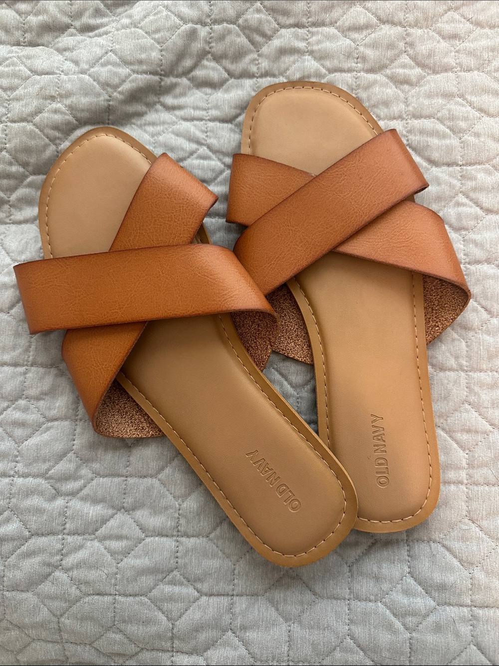 Old Navy Cognac Crisscross Slide Sandals